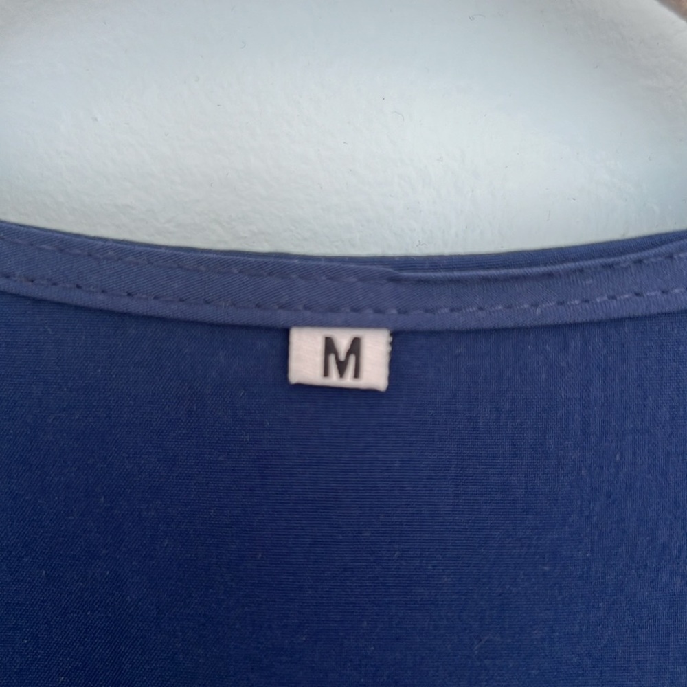 V-Neck Ruffled Button Down Navy Blue Shift Swing … - image 3